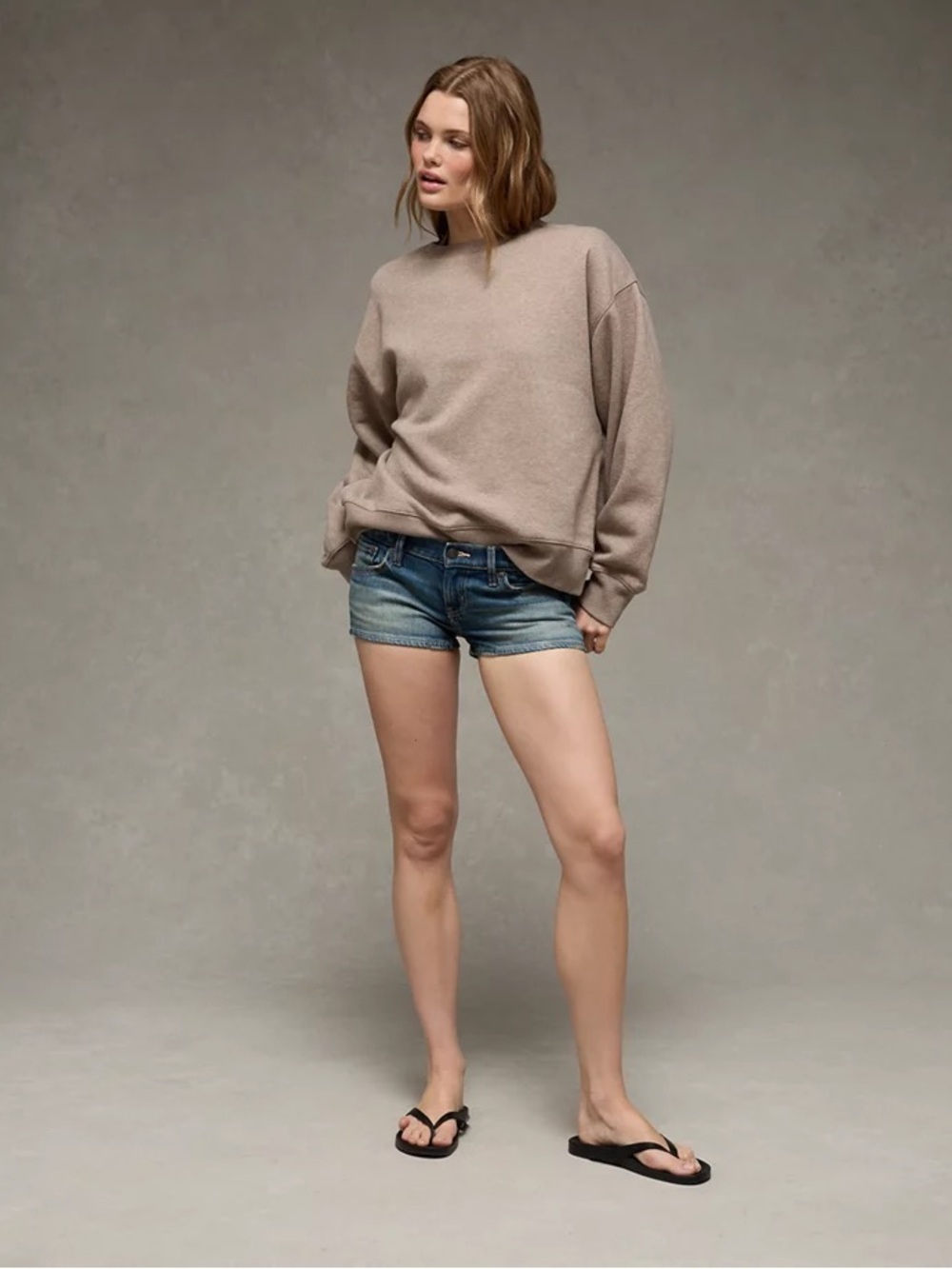 American Eagle AE Everyday Luxe Crew Neck Sweatshirt | Coffee Brown | XXL